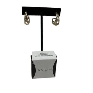 Avon Hoop Earrings Gold Tone Basket‎ Weave Loop Pierced Push Backs